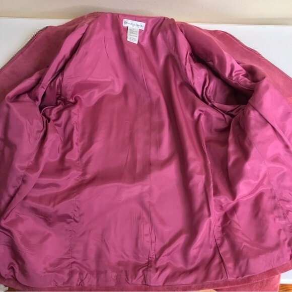 Drapers and Damons Laser Cut Suede Dusty Pink Mauve Full Zip Jacket Women Large - Picture 9 of 14